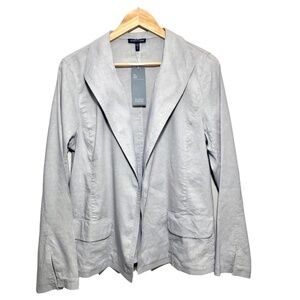 Eileen Fisher Linen Viscose Stretch Open Front Blazer Jacket Size Medium NWT